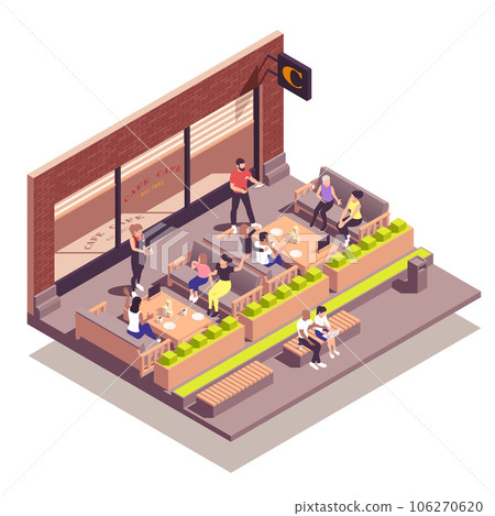 Street Cafe Isometric Concept 106270620