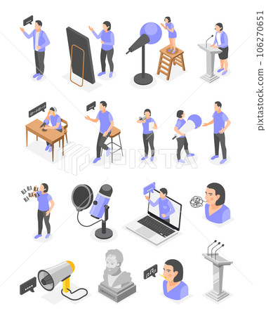 Rhetoric Isometric Icons Set 106270651
