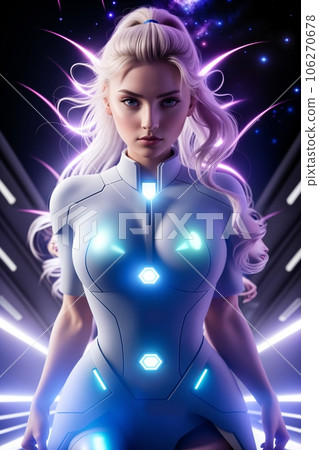 Beautiful woman astronaut in modern spacesuit Beautiful woman astronaut in modern spacesuit 106270678