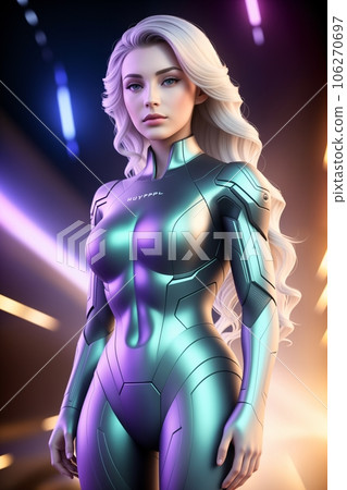 Beautiful woman astronaut in modern spacesuit Beautiful woman astronaut in modern spacesuit 106270697