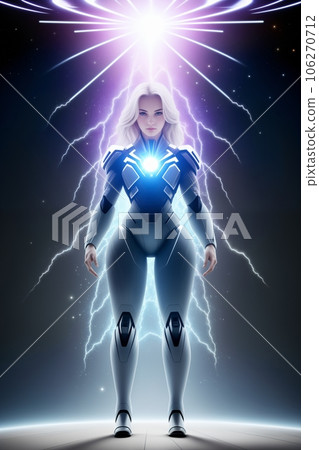 Beautiful woman astronaut in modern spacesuit Beautiful woman astronaut in modern spacesuit 106270712