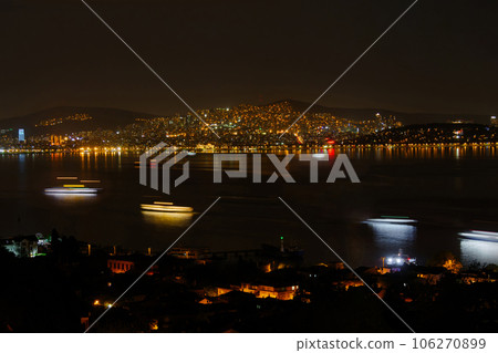 View of view of the city of Istanbul from the Princes Islands at night 106270899