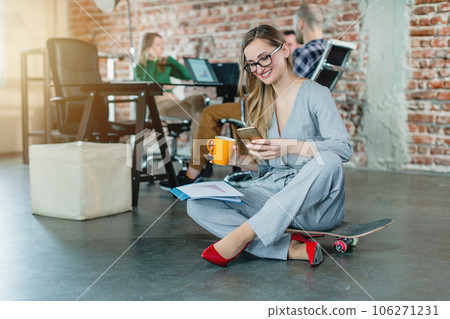 Business woman in fresh company with loft office 106271231