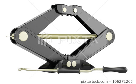 Black scissor jack, car lifter, 3D rendering 106271265