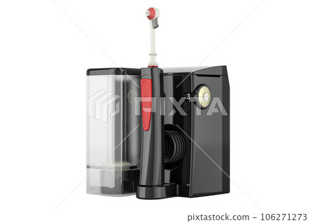 Dental oral irrigator, portable water flosser. 3D rendering Dental oral irrigator, portable water flosser. 3D rendering 106271273