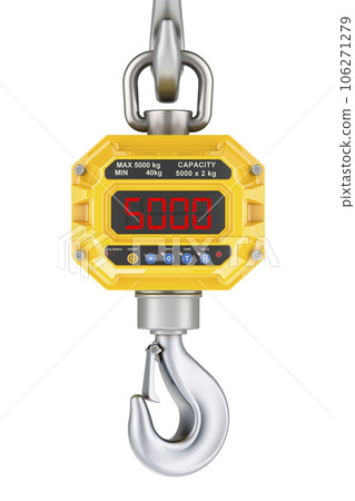 Industrial crane scale, front view. 3D rendering Industrial crane scale, front view. 3D rendering 106271279
