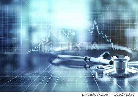 Stethoscope for medical doctor diagnosis on blue science laboratory 106271353