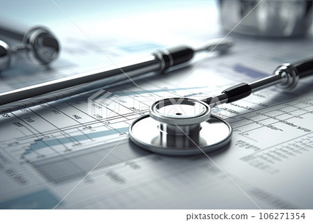 Simply minimal design with medicine equipment stethoscope or phonendoscope 106271354