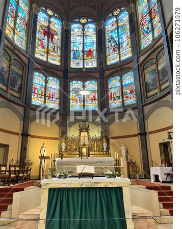 Hoorn, Netherlands. August 19, 2023. The interior of a catholic church. Hoorn, Netherlands. August 19, 2023. The interior of a catholic church. 106271979