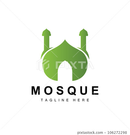 Mosque Logo, Islamic Worship Design, Eid Al Fitr Mosque Building Vector Icon Template, Ramadan, Eid Al Adha 106272298