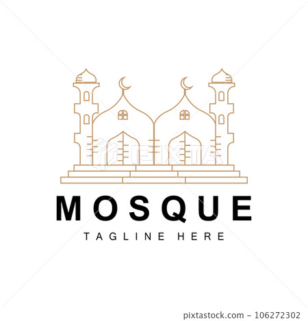 Mosque Logo, Islamic Worship Design, Eid Al Fitr Mosque Building Vector Icon Template, Ramadan, Eid Al Adha 106272302