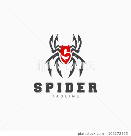Spider Logo, Insect Animal Vector, Minimalist Design Symbol Illustration Silhouette Spider Logo, Insect Animal Vector, Minimalist Design Symbol Illustration Silhouette 106272325