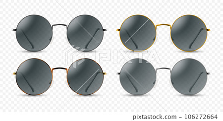 Vector 3d Realistic Round Frame Glasses Frame Isolated. Transparent Sunglasses for Women and Men, Accessory. Optics, Lens, Vintage, Trendy Glasses. Front View Vector 3d Realistic Round Frame Glasses Frame Isolated. Transparent Sunglasses for Women and Men, Accessory. Optics, Lens, Vintage, Trendy Glasses. Front View 106272664