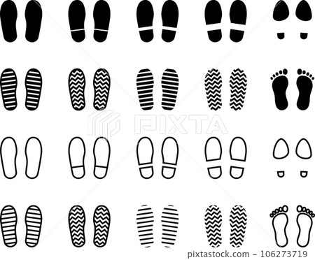 Vector illustration set of monochrome human footprints Vector illustration set of monochrome human footprints 106273719