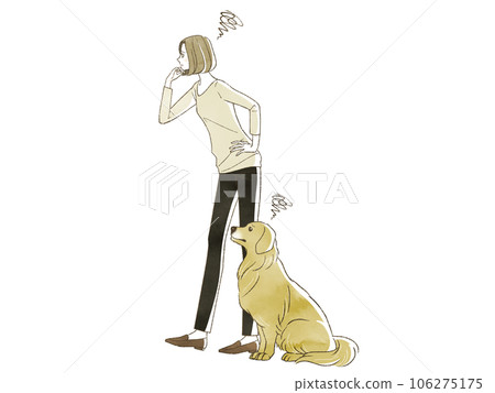 troubled woman and dog troubled woman and dog 106275175