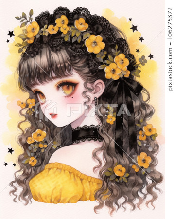 gothic lolita yellow dress mole girl 106275372
