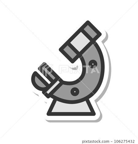 Sticker-style medical-related single item icon microscope oblique 106275432