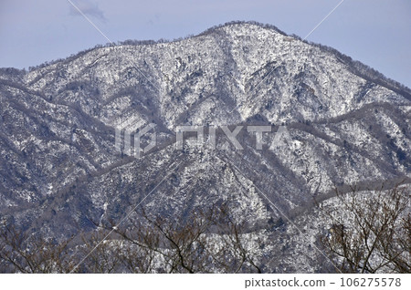 從鍋割山脊的小丸看到白雪覆蓋的丹澤山、日之洞丸 106275578