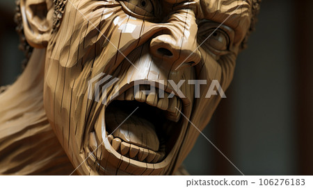 表情兇猛的木雕“AI生成圖像” 106276183