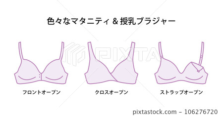 Illustrations of various maternity and nursing bras Illustrations of various maternity and nursing bras 106276720