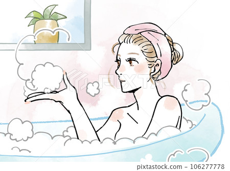 A woman relaxing in the bath 106277778