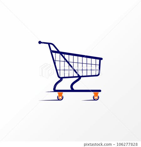 Logo design graphic concept creative abstract premium vector stock fast shop trolley with run fast. Related to ecommerce speed shopping move to market 106277828
