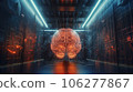 Artificial intelligence concept with circuit board background and digital brain of android. AI is Generative machine intelligence. 106277867