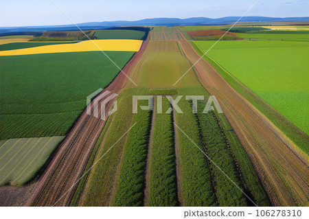 寬闊平原拼布山《AI生成圖像》 106278310