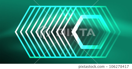 Abstract background techno neon hexagons. Hi-tech vector illustration for wallpaper, banner, background, landing page, wall art, invitation, prints, posters Abstract background techno neon hexagons. Hi-tech vector illustration for wallpaper, banner, background, landing page, wall art, invitation, prints, posters 106278417