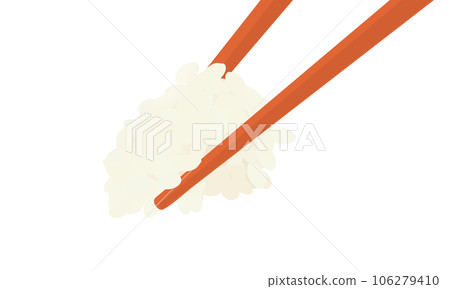 Illustration of a bite of rice and chopsticks 106279410