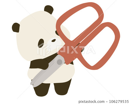 panda with scissors 106279535