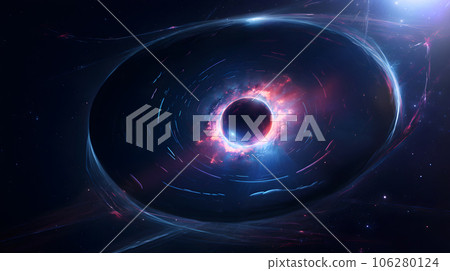 Abstract futuristic space background. Black hole in space. Generative ai 106280124