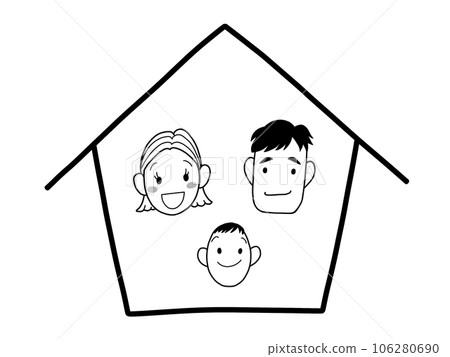一家三口線描插圖 一家三口線描插圖 106280690