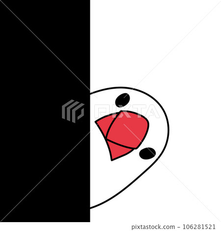 一隻白色麻雀向外窺視黑色的插圖素材 一隻白色麻雀向外窺視黑色的插圖素材 106281521