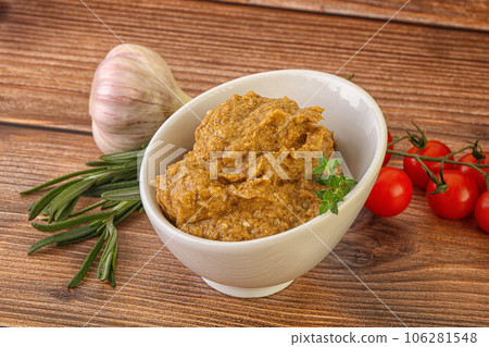 Jewish eggplant dip with oil Jewish eggplant dip with oil 106281548