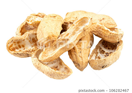 Peanut shells  isolated on white background . File contains clipping path. 106282467