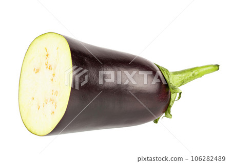 Half eggplant isolated on white background. File contains clipping path. 106282489