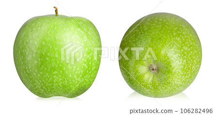 Two ripe green apples isolated on a white background. Two ripe green apples isolated on a white background. 106282496