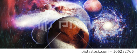 Stars of a planet and galaxy in a free space . Bright Star Nebula. Distant galaxy. Abstract image. Elements of this image furnished by NASA. Stars of a planet and galaxy in a free space . Bright Star Nebula. Distant galaxy. Abstract image. Elements of this image furnished by NASA. 106282766