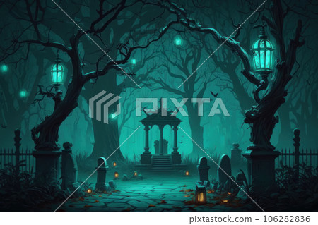 Digital art with Halloween night composition 106282836