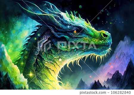 Fantastic green dragon. Symbol of the year 2024. 106282840