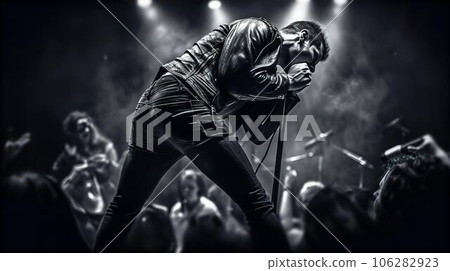 樂隊成員、歌手、音樂家在現場表演（生成 AI） 106282923