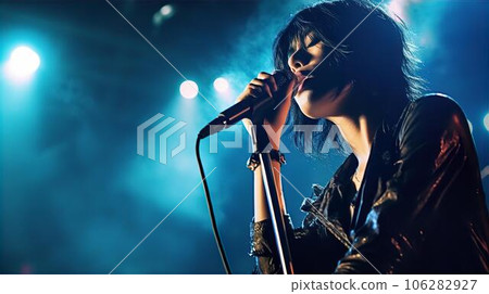 Band man, singer, musician who sings ballads at a live house (Generative AI) 106282927