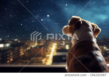 狗看著夜空 AI 生成圖像 AI 圖像 106282987
