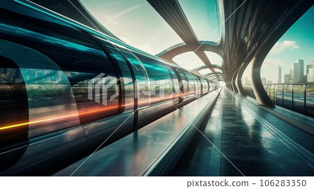未來新幹線列車的圖像（生成人工智能） 106283350