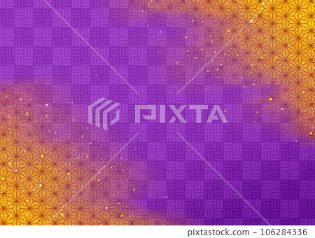 Japanese pattern background checkered pattern and hemp leaf purple Japanese pattern background checkered pattern and hemp leaf purple 106284336