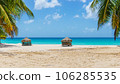beach with water bungalows at maldives 106285535