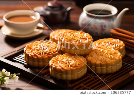 Traditional Chinese mid autumn mooncake festival. Mid-Autumn Festival concept 106285777