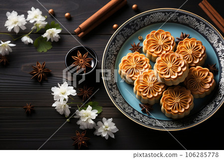 Traditional Chinese mid autumn mooncake festival. Mid-Autumn Festival concept 106285778