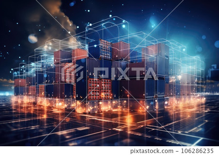 Business logistics and transportation concept of a container cargo background. Generative AI 106286235